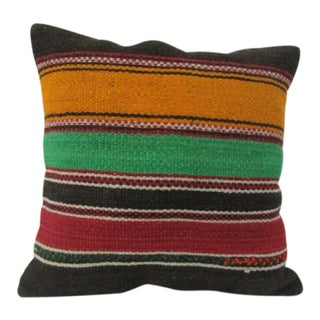 Handmade Striped Turkish Kilim Pillow Cover For Sale