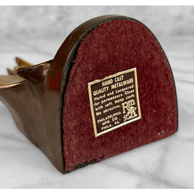 Metal Vintage Traditional Gold Gilded Metal Maple Leaf Library Bookends - A Pair For Sale - Image 7 of 7