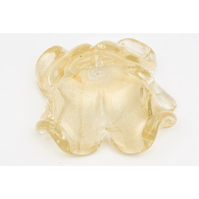Vintage Murano Gold Aventurine Glass Flower Glass Bowl With Stem, 1950's For Sale - Image 11 of 11