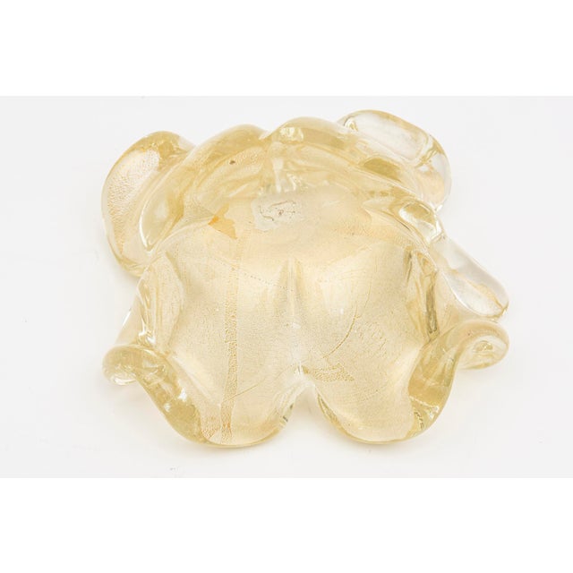 Vintage Murano Gold Aventurine Glass Flower Glass Bowl With Stem For Sale - Image 11 of 11