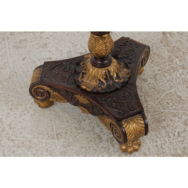 Brown Maitland Smith Mahogany Inlaid Pedestal Round End Table For Sale - Image 8 of 13