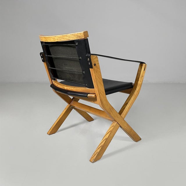 Italian Kiu Armchair in Wood and Black Leather from Luxoritalia, 2010s For Sale - Image 6 of 18