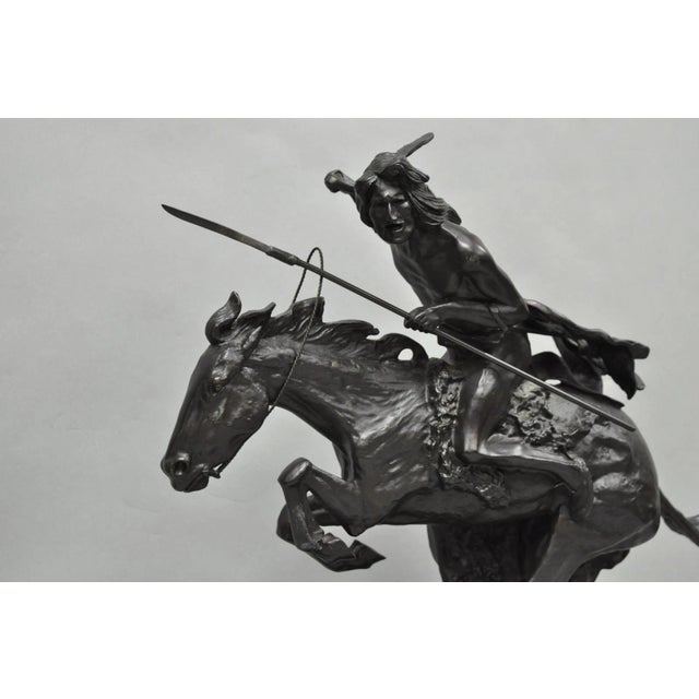 Native American Late 20th Century Frederic Remington "Cheyenne" Lost Wax Cast Bronze Native American Sculpture For Sale - Image 3 of 17