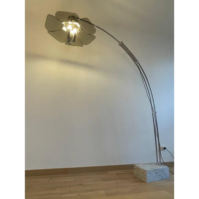 Glass Adjustable Arc Lamp, Italy, 1960s For Sale - Image 7 of 18