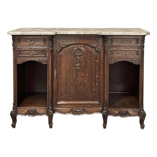 Antique French Louis XV Display Buffet With Travertine Top For Sale