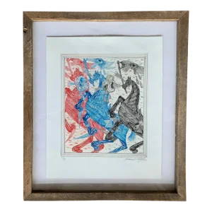 Contemporary Pen and Ink Drawing of Three Horses, by Andrew Schoultz