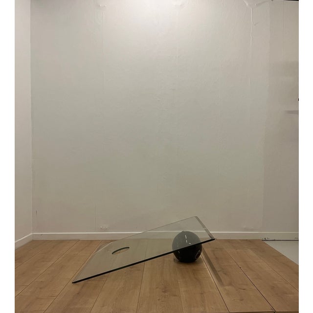 Glass Asymmetrical Coffee Table in Glass and Marble from Roche Bobois, 1980s For Sale - Image 7 of 18