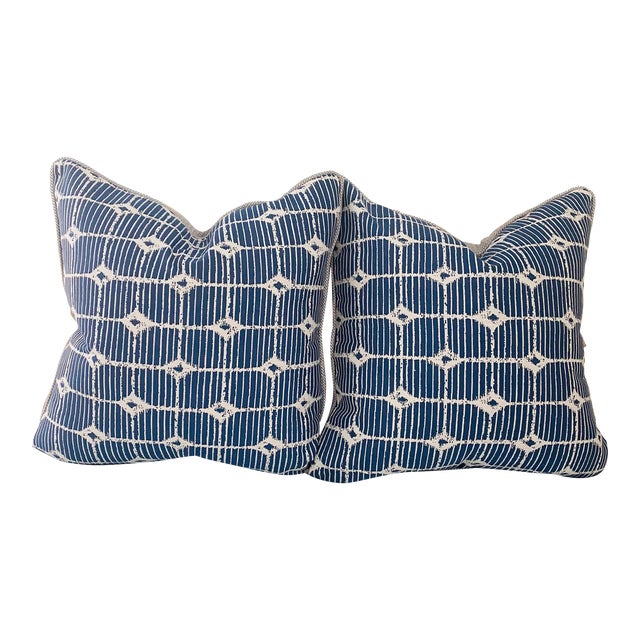 24” X 24” Perennials Blue Grey Off White Abstract Geometric Indoor