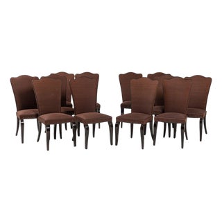 Set of Twelve Deco Style Hermes Upholstered Dining Chairs For Sale