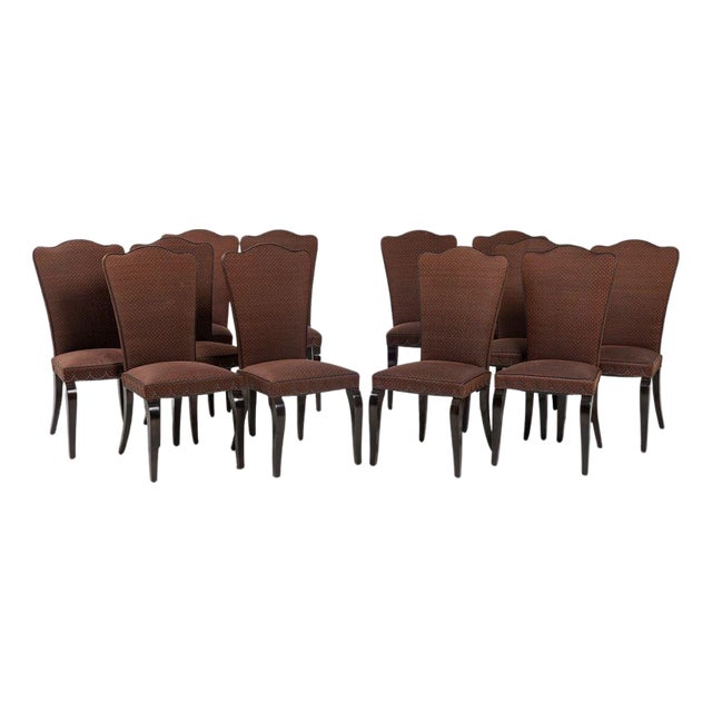 Set of Twelve Deco Style Hermes Upholstered Dining Chairs For Sale
