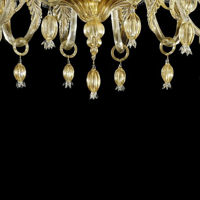 Gold Venetian Gold Chandelier with Big Leaves by Simoeng For Sale - Image 8 of 10