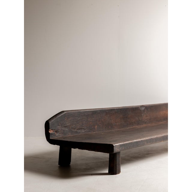 Brown Sculptural Monolithic Wood Form 19th Century Primitive Bench, Wabi Sabi Presence For Sale - Image 8 of 17