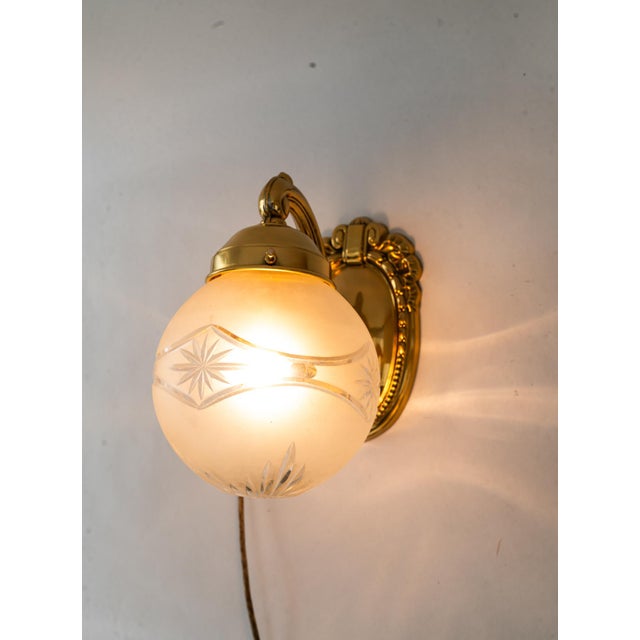 Historisticist Wall Lamps with Cut Glass Shades, Vienna, Austria, 1890s, Set of 2 For Sale - Image 6 of 18