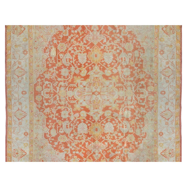 19th Century Turkish Oushak Rug For Sale In Chicago - Image 6 of 14