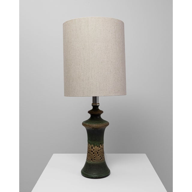 1960s German Green Ceramic Table Lamp For Sale - Image 4 of 18