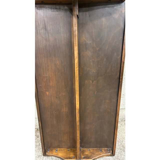 Wood Vintage Rustic Trestle Campaign Style Cocktail or Coffee or Wine Tasting Table For Sale - Image 7 of 12