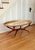 1960s Mid-Century Etched Brass & Wood Oval Tray Coffee Table For Sale - Image 4 of 10