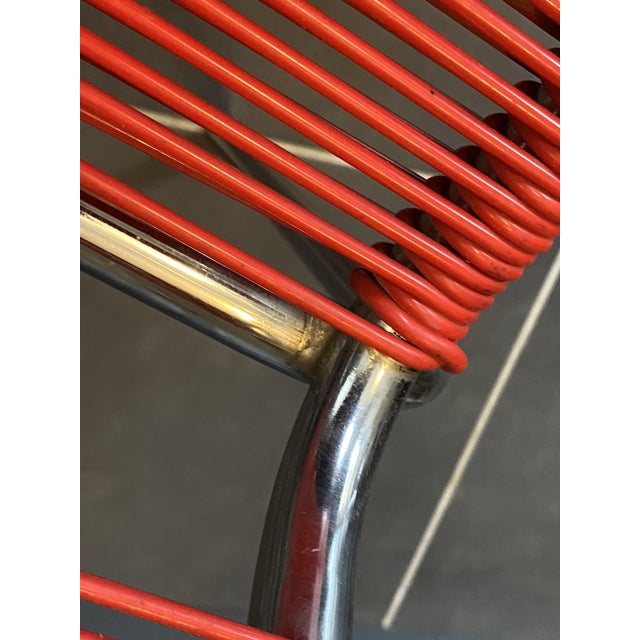 Vintage Chrome and Red Spaghetti Chair, 1960s For Sale - Image 4 of 18