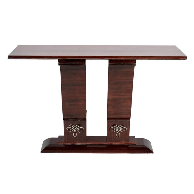 Wood French Art Deco Console Table in Mahogany, 1930s For Sale - Image 7 of 7
