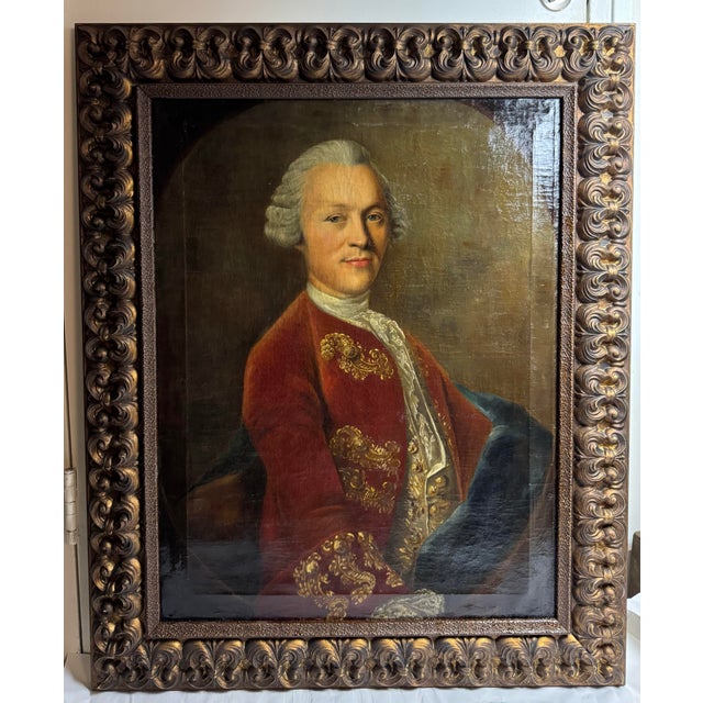 Mid 18th Century Mid 18th Century Austrian Portrait Painting of a Young Aristocrat in Red Coat For Sale - Image 5 of 10