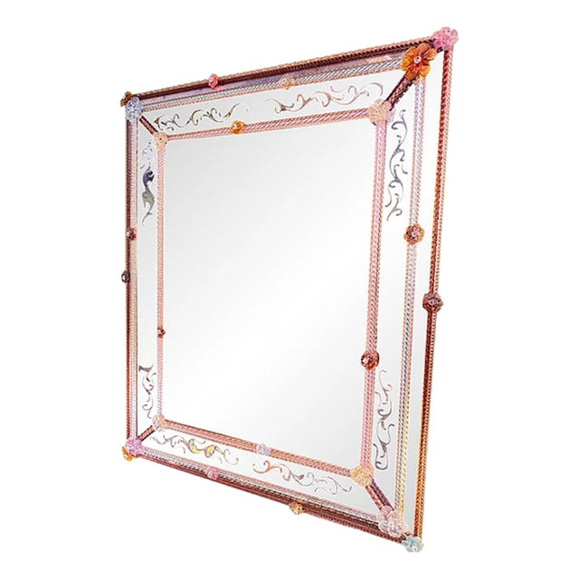 Italian Floreal Hand-Carving Mirror by Simong For Sale