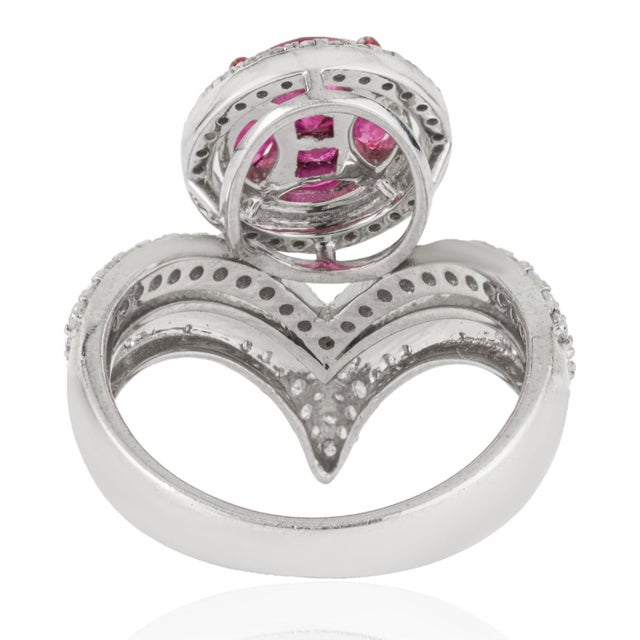 Not Yet Made - Made To Order Carat&Her Valentine's Tiara Ruby Chevron Ring With Diamond Accents, Size 7 For Sale - Image 5 of 12