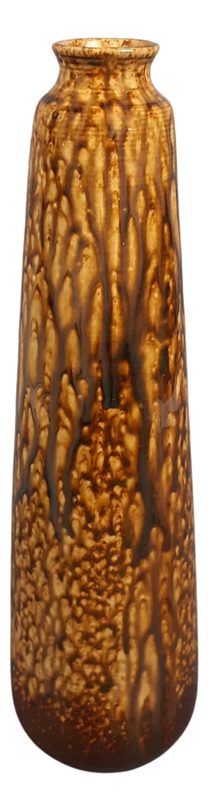 Vintage Brown Drip Glaze Majolica Ceramic Vase, 1970s
