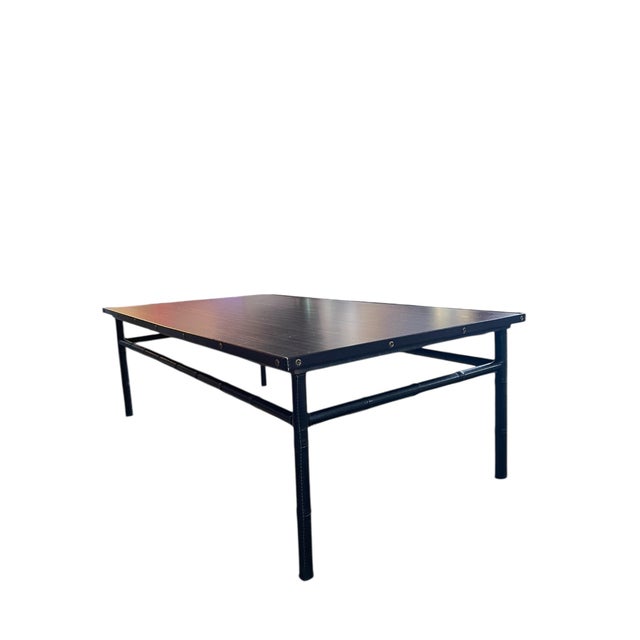 Black Stitched Leather Cocktail Table by Jacques Adnet, 1950s For Sale - Image 8 of 14