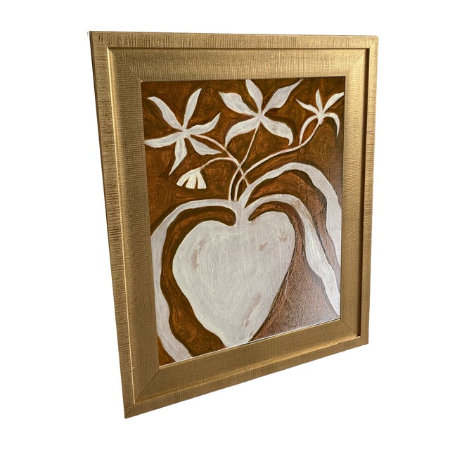 Contemporary Modern Minimalist Floral Painting – Original Oil on Canvas Board by Tatiana Duperault For Sale - Image 3 of 5