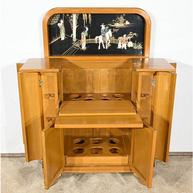 Asian Cabinet with Lacquered Wooden Liqueurs, China, 1950s For Sale - Image 11 of 18
