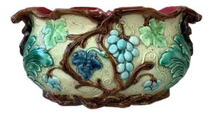 French Majolica Grapes Jardiniere Circa 1880