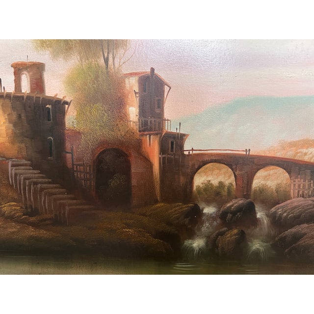 Antique Italian Landscape Oil Painting Signed Rastelli, Vintage Framed Art For Sale - Image 4 of 9
