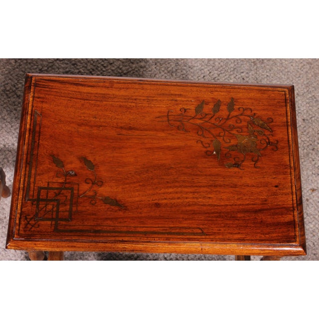 Nesting Tables in Satinwood with Brass Inlays, Set of 3 For Sale - Image 6 of 16