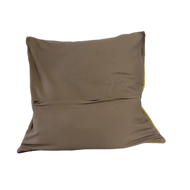 1930s Custom Made Vintage Turkish Tribal Kilim Pillow Cover 22" by 22" For Sale - Image 5 of 5