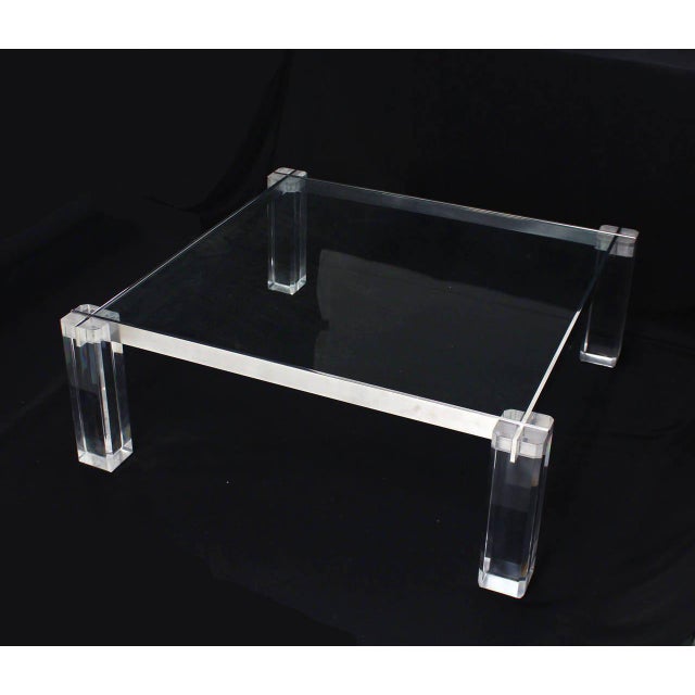 Vintage Mid Century Lucite Base Large Square Coffee Table Chairish