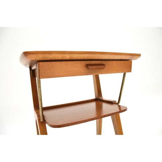 Wood Vintage Swedish Teak and Brass Bedside or Side Table, 1960s For Sale - Image 7 of 8
