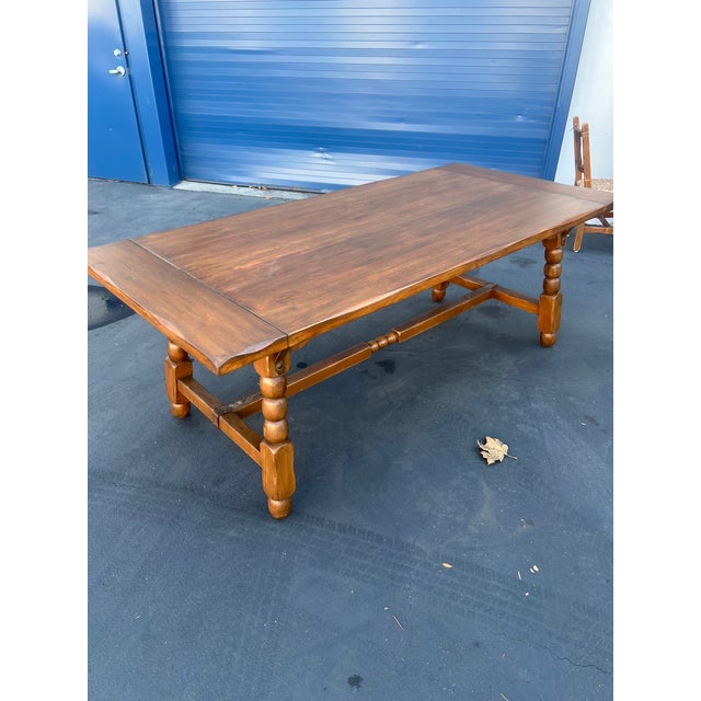 Spanish 1930s Professionally Restored Monterey Farm Table For Sale - Image 3 of 4