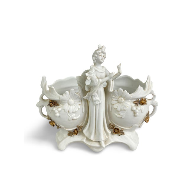 Art Nouveau French Porcelain Biscuit Trinket Tray, 1890s For Sale - Image 12 of 12