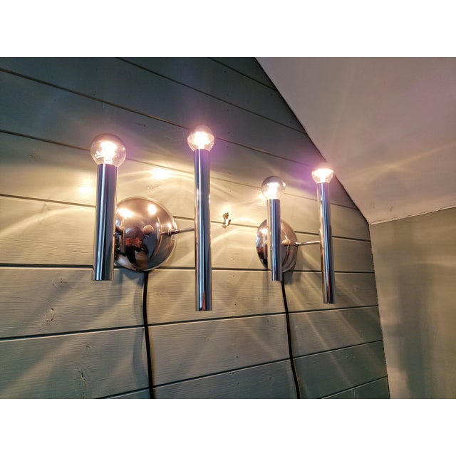 Metal Space Age Wall Sconces in Chromed Metal by G. Sciolari, 1970, Set of 2 For Sale - Image 7 of 12