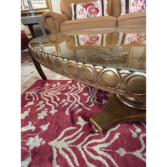 Hollywood Regency Vintage Reverse Painting on Glass Round Coffee Table For Sale - Image 3 of 13