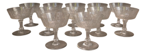 Cut Crystal Champagne Coupes, 1930s, Set of 12