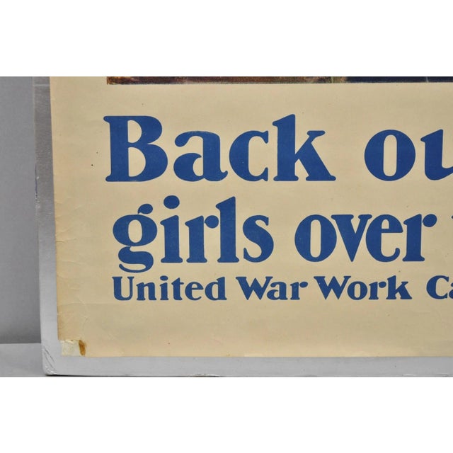 Yellow Original 1918 Ywca Wwi Poster 'Back Our Girls Over There' by Clarence Underwood For Sale - Image 8 of 16