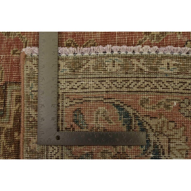 Tabriz Rug 9’5” X 12’6” Pink Wool Vintage Distressed Hand-Knotted Carpet For Sale - Image 15 of 15
