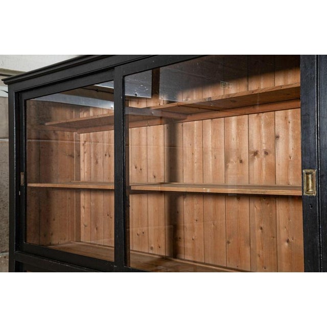Large Antique English Ebonised Glazed Housekeepers Cabinet, 1880 For Sale - Image 15 of 18