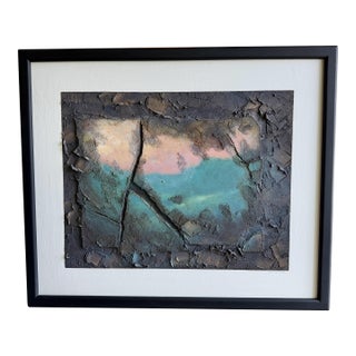 Large Brutalist Stephen Charles De Santo Mixed Media Textured Abstract Painting Framed For Sale