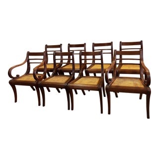 Late 20th Century Anglo Indian British Khaki Dining Chairs- Set of 8 For Sale