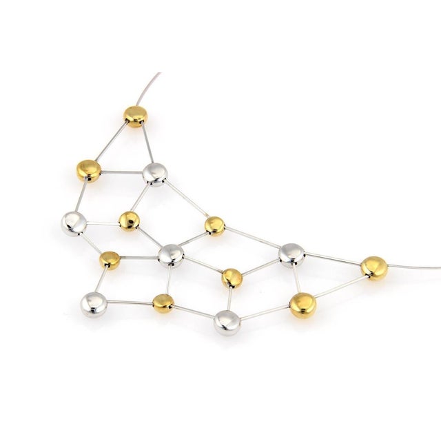 Contemporary Mid 20th Century Chimento 18k Two Tone Fine Polished Chocker Bead Necklace w/Cert For Sale - Image 3 of 7