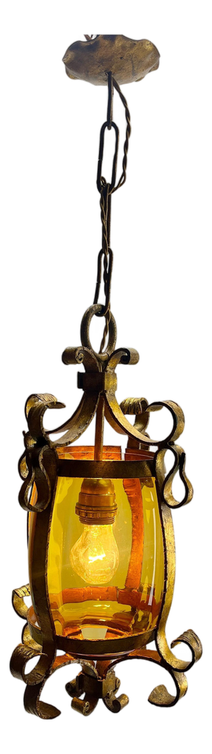 Arts & Crafts Hand-Crafted Forget Pendant Lobby Lamp, 1930s