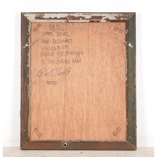 Wood Handcrafted Copper Bevel Art Wall Mirror For Sale - Image 7 of 7