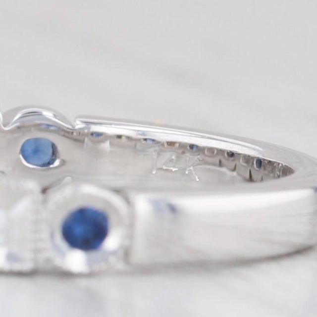 Metal New Coast 0.23ctw Diamond Blue Sapphire Band 14k Gold Size 6.5 Wedding Ring For Sale - Image 7 of 9